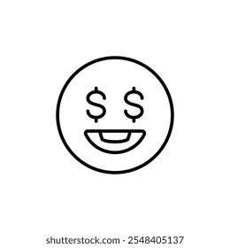 Icono de emoji de ojos de dinero. Emoji de Simple Money Eyes para redes sociales, App de mensajería y Diseño web. Ilustración vectorial