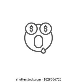 Money face smiley vector icon symbol emoticon isolated on white background