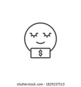Money face smiling vector icon symbol emoticon isolated on white background