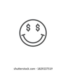 Money face smiling vector icon symbol emoticon isolated on white background