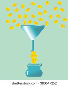 money fall into the funnel