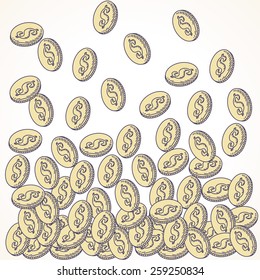 Money falling. Coin background