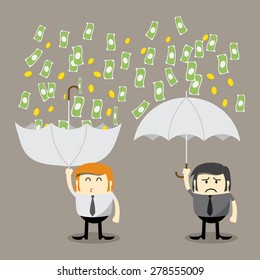 Money falling, Coin falling from sky, money catching by umbrella, Finance concept, Business concept, make money