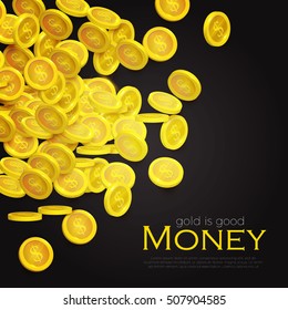 Money. Falling Coins. Vector illustration