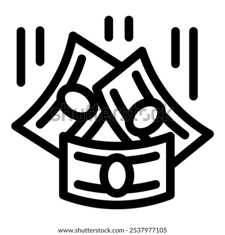 Money falling down concept, cash flow decreasing icon, financial crisis symbol, business loss, bankruptcy