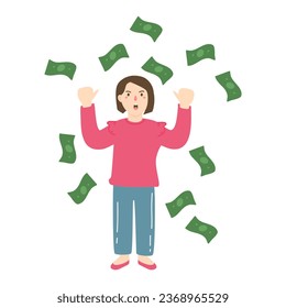 money falling on happy business