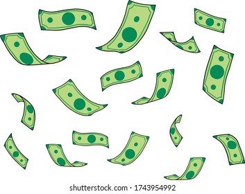 Dinero que cae como vector (reducción de los billetes verdes que caen en el aire)  