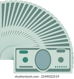 Money fan. Dollar bill paper banknote icon