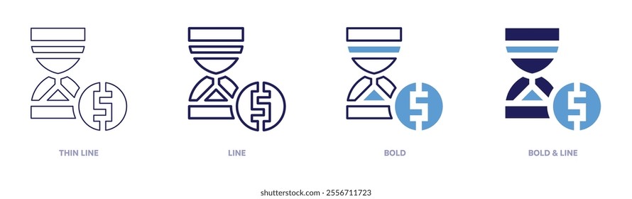 Money fees icon in 4 different styles. Thin Line, Line, Bold, and Bold Line. Duotone style. Editable stroke.