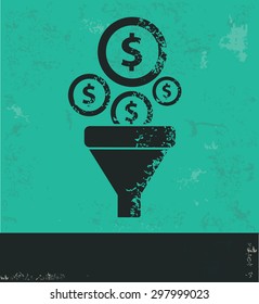 Money filter design on green background,grunge vector