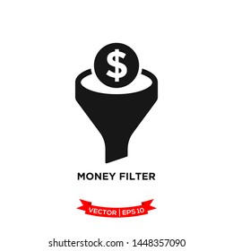 money filter vector logo template, filter icon