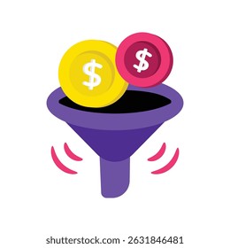 Money Filter Vector style icon. Eps 10 file