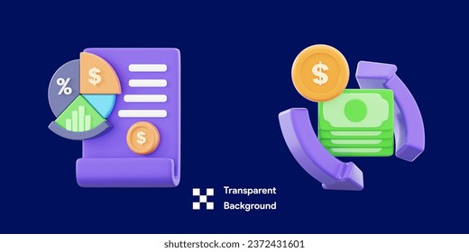 Money and Finance 3D Icon Illustration