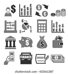 money, finance, accountant icon set