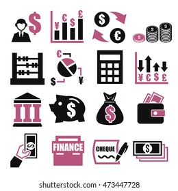 money, finance, accountant icon set