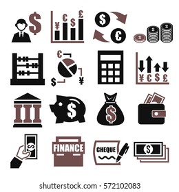 money, finance, accountant icon set