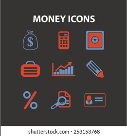 money, finance, bank concept - flat isolated icons, signs, illustrations set, vector