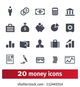 Money, finance, banking icons: vector set