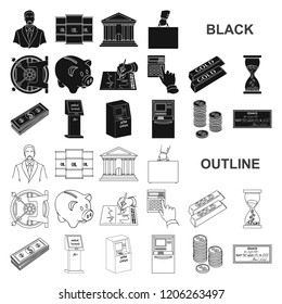 Money and Finance black icons in set collection for design. Business and Success vector symbol stock web illustration.