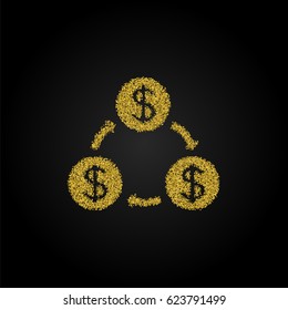 Money, finance and business gold glitter icon vector.
