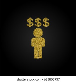 Money, finance and business gold glitter icon vector.
