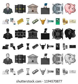 Money and Finance cartoon icons in set collection for design. Business and Success vector symbol stock web illustration.