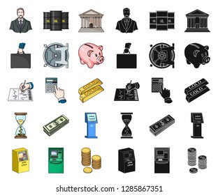 Money and Finance cartoon,black icons in set collection for design. Business and Success vector symbol stock web illustration.