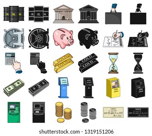 Money and Finance cartoon,black icons in set collection for design. Business and Success vector symbol stock web illustration.