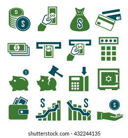 money and finance icon set