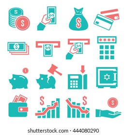money and finance icon set