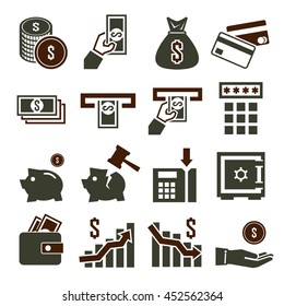 money and finance icon set