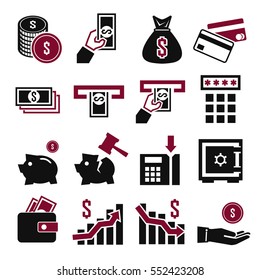 money and finance icon set