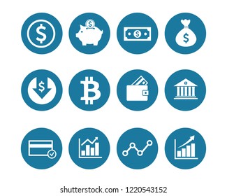 money and finance icon set symbol vector. for web computer and mobile