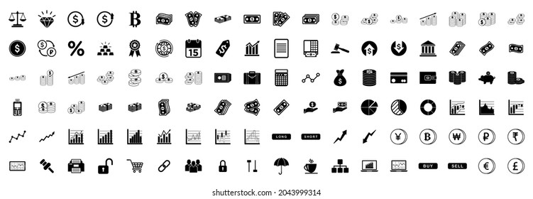 money and finance icon set vector  sign symbol
