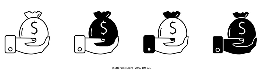 Money and finance icon vector set. Interest and taxes illustration sign collection. Budget and income symbol or logo.