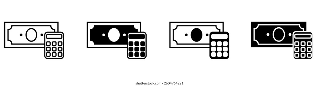 Money and finance icon vector set. Interest and taxes illustration sign collection. Budget and income symbol or logo.