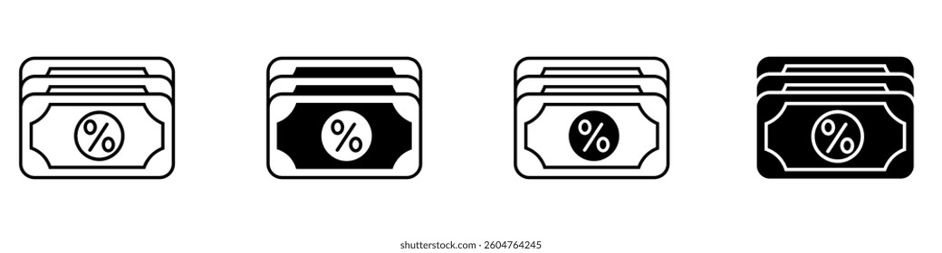 Money and finance icon vector set. Interest and taxes illustration sign collection. Budget and income symbol or logo.
