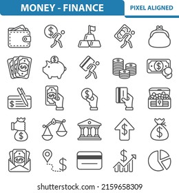 Money Finance Icons Professional Pixel Perfect Stock Vector (Royalty ...