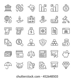 money and finance icons set thin line isolated