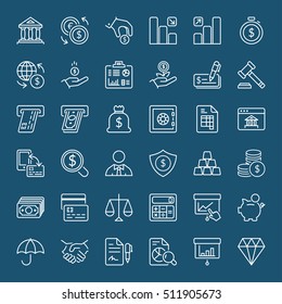 money and finance icons set thin line isolated