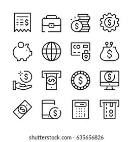 Money And Finance Line Icons Set. Modern Graphic Design Concepts, Simple Outline Elements Collection. Vector Line Icons