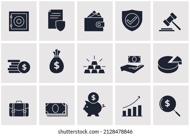 money, finance, payments set icon symbol template for graphic and web design collection logo vector illustration