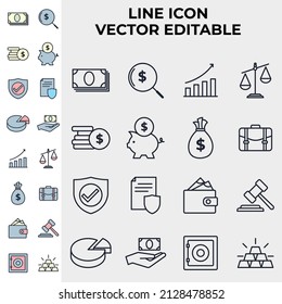 money, finance, payments set icon symbol template for graphic and web design collection logo vector illustration