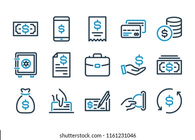 Money and Finance related line icon set. Payment and Banking vector icons.