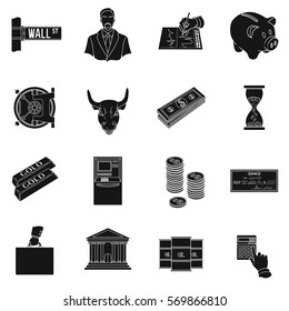 Money and finance set icons in black style. Big collection of money and finance vector symbol stock illustration