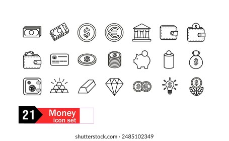 Money, finance -  vector icon set