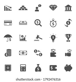 money and finance vector icons isolated on white background. finance icon set for web and ui design, mobile apps and print products