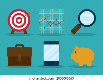 money and finances icon set
