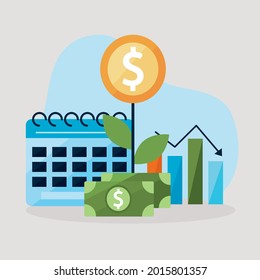 Money financial and business symbol group