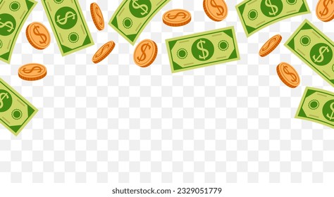 Money financial dollar cash falling flying abstract concept. Vector graphic design illustration